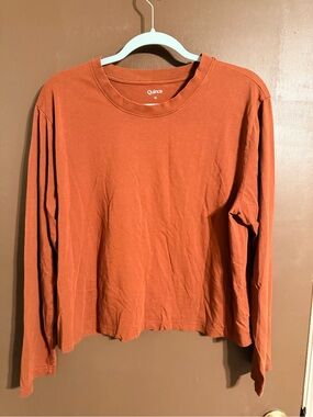 Quince Cotton Modal Long Sleeve Tee | XL | Rust Terracotta Basic Top